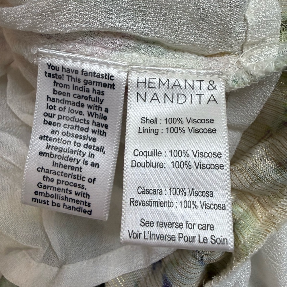 NWT HEMANT AND NANDITA Veena Dress in Nude Size Medium One Shoulder Formal - Picture 12 of 13
